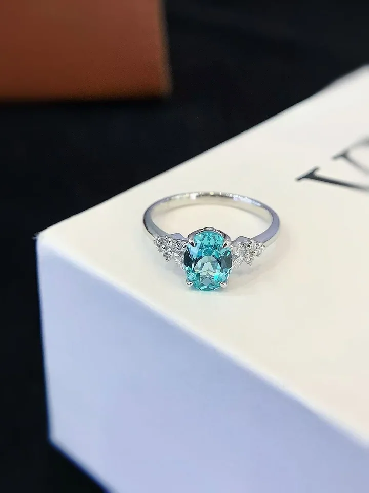 Blue-green oval ring, customer photograph
