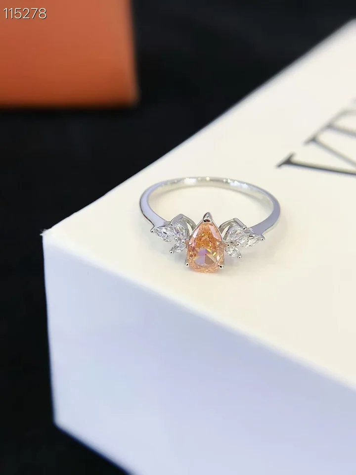 Peach pear ring, customer photograph