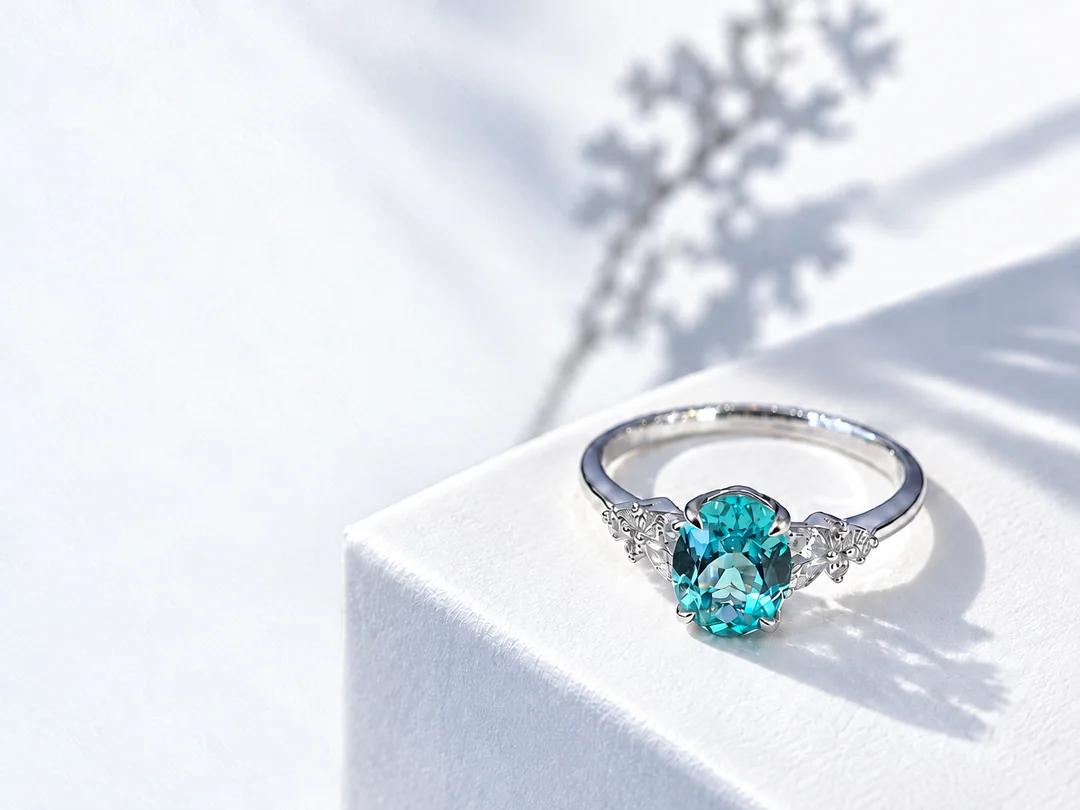 AI-styled promotional setting based on the blue-green ring photograph; see the detail page for original photographs